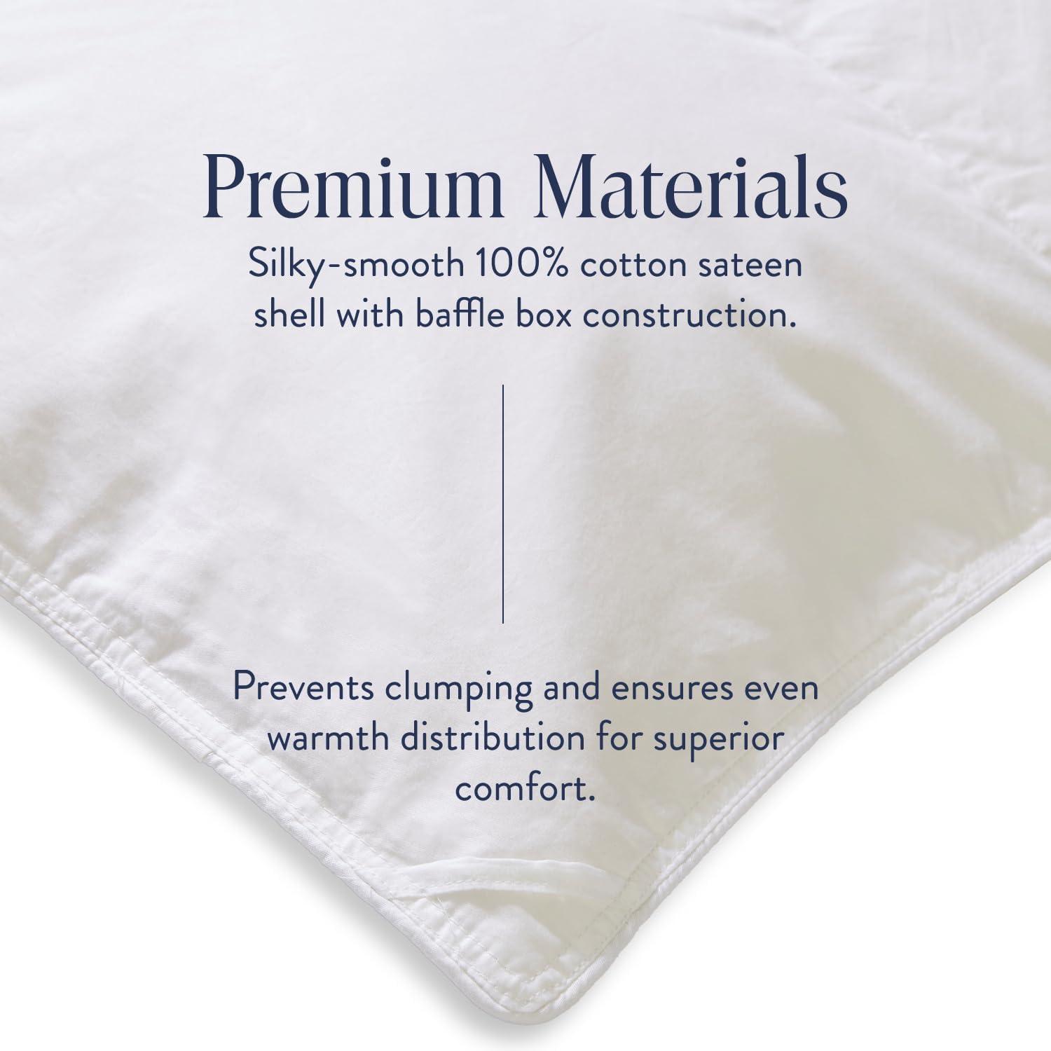 imageBrooklinen All Season Luxury Down Comforter 100 Natural Canadian Duck Down Duvet Insert 700 Fill Power 100 Cotton Shell Baffle Box Construction KingCali King Size ComforterAll Season White