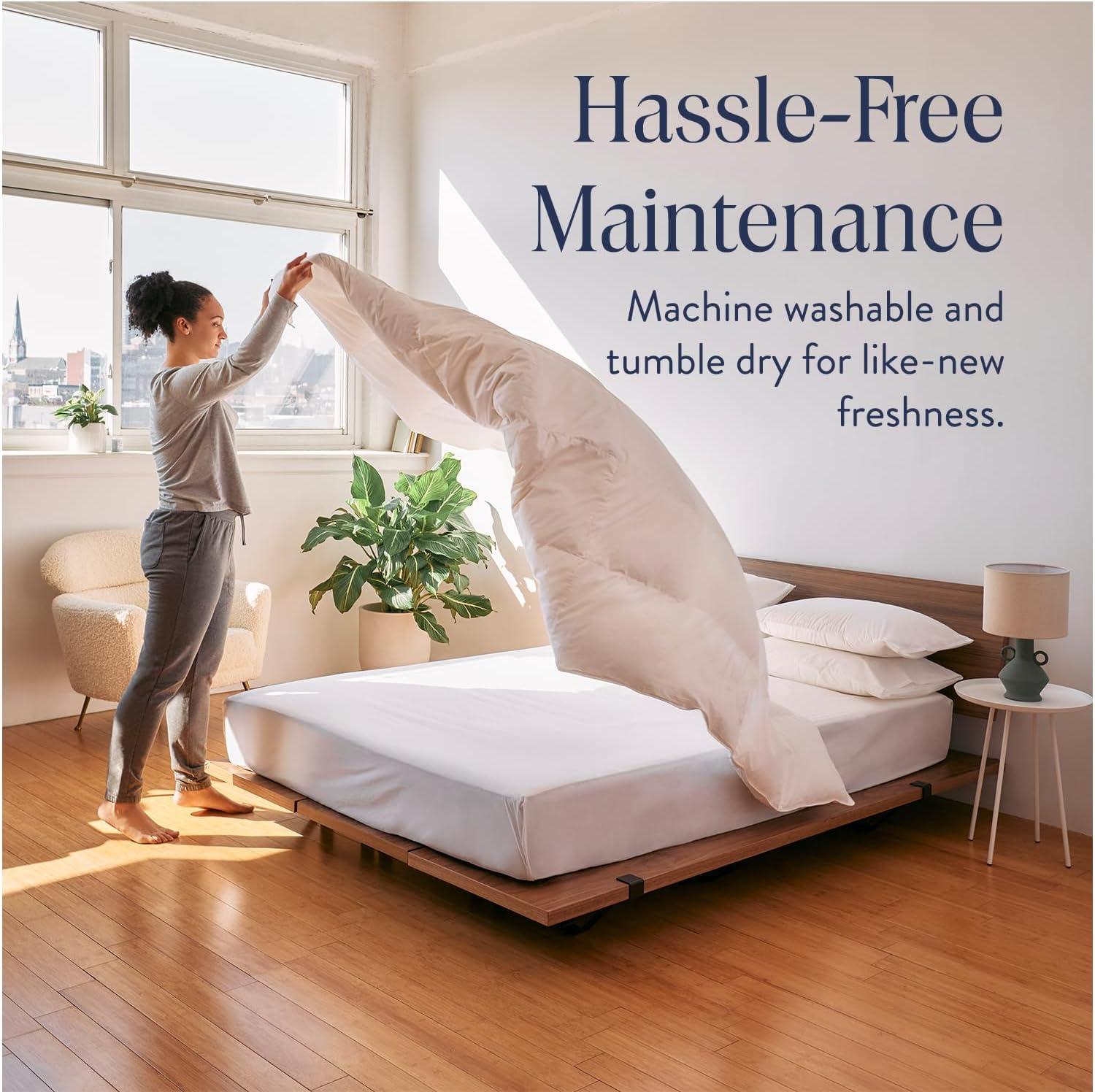 imageBrooklinen All Season Luxury Down Comforter 100 Natural Canadian Duck Down Duvet Insert 700 Fill Power 100 Cotton Shell Baffle Box Construction KingCali King Size ComforterAll Season White