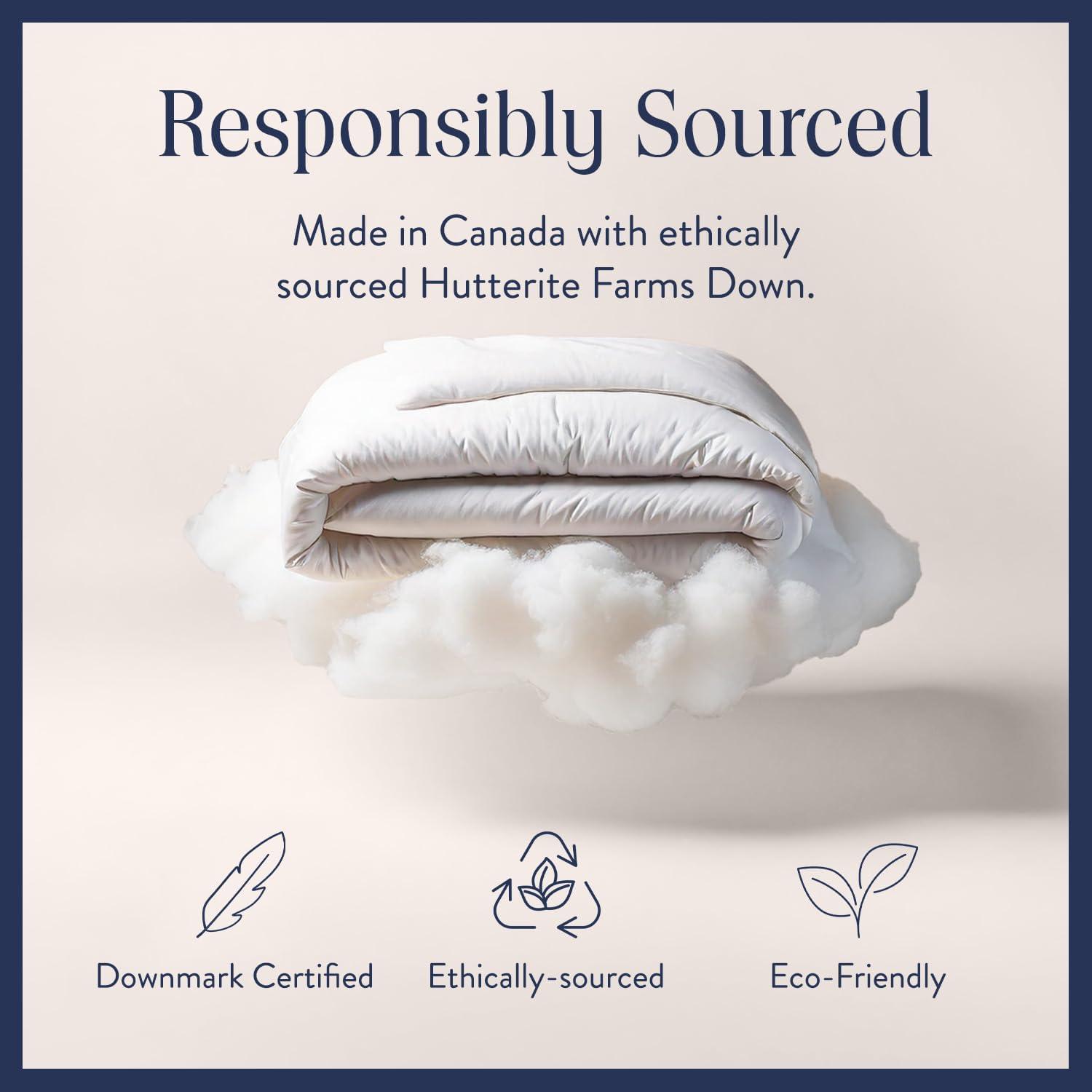 imageBrooklinen All Season Luxury Down Comforter 100 Natural Canadian Duck Down Duvet Insert 700 Fill Power 100 Cotton Shell Baffle Box Construction KingCali King Size ComforterAll Season White