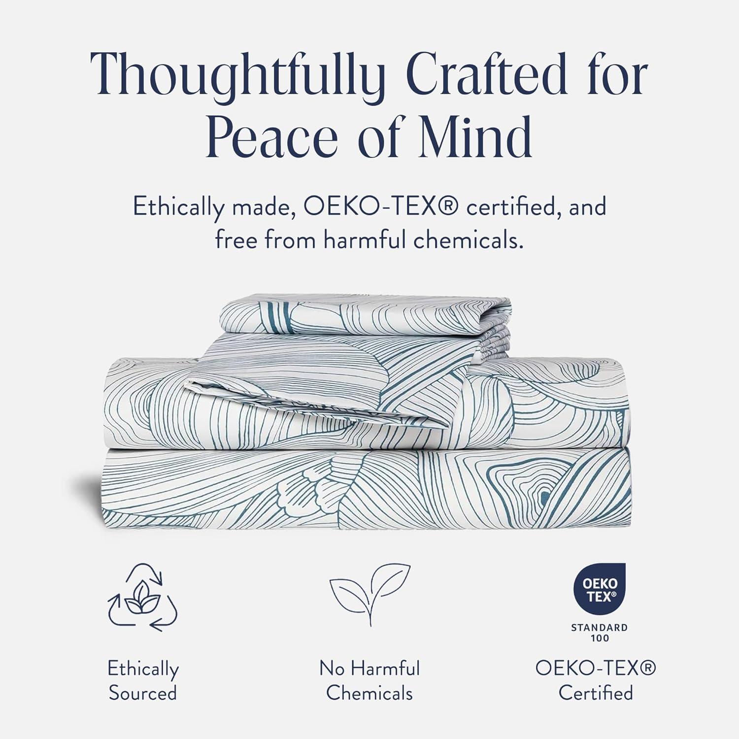 imageBrooklinen Luxury Sateen 4 Piece Sheet Set 100 Cotton Bed Sheets Soft ampamp Durable Queen Size Sheets Set in Cream OekoTEX Certified Bedding Set 1 Fitted Sheet 1 Flat Sheet 2 PillowcasesOyster Blue