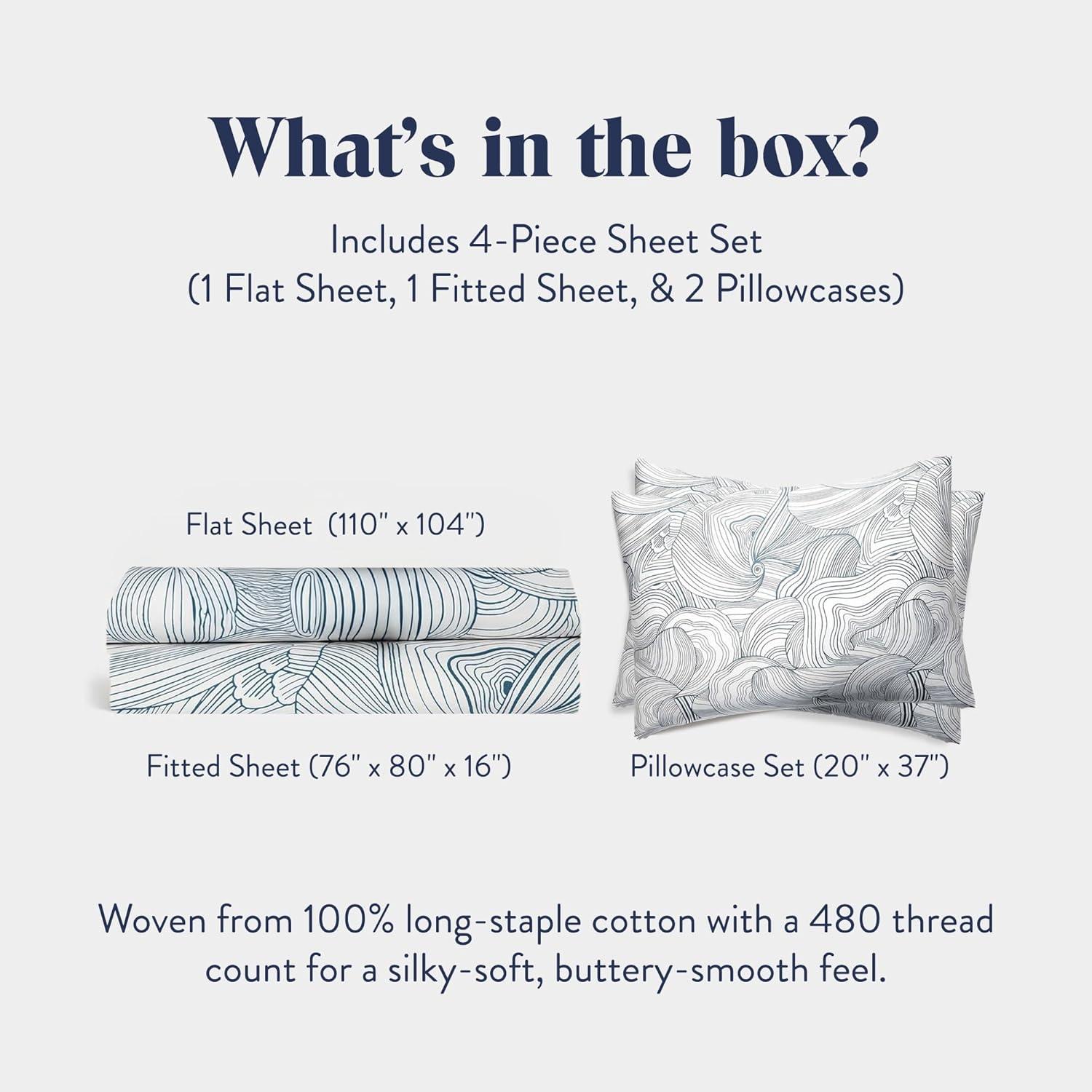 imageBrooklinen Luxury Sateen 4 Piece Sheet Set 100 Cotton Bed Sheets Soft ampamp Durable Queen Size Sheets Set in Cream OekoTEX Certified Bedding Set 1 Fitted Sheet 1 Flat Sheet 2 PillowcasesOyster Blue