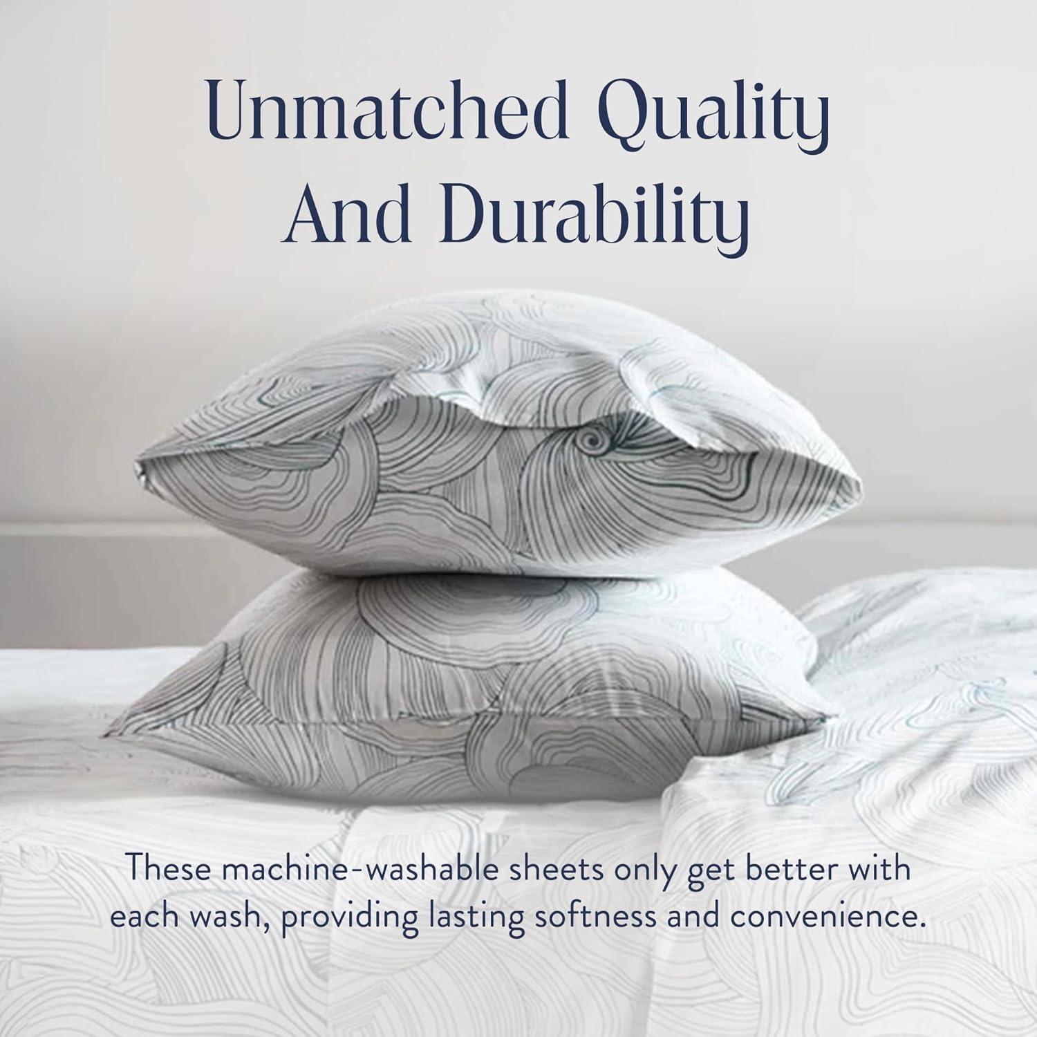 imageBrooklinen Luxury Sateen 4 Piece Sheet Set 100 Cotton Bed Sheets Soft ampamp Durable Queen Size Sheets Set in Cream OekoTEX Certified Bedding Set 1 Fitted Sheet 1 Flat Sheet 2 PillowcasesOyster Blue