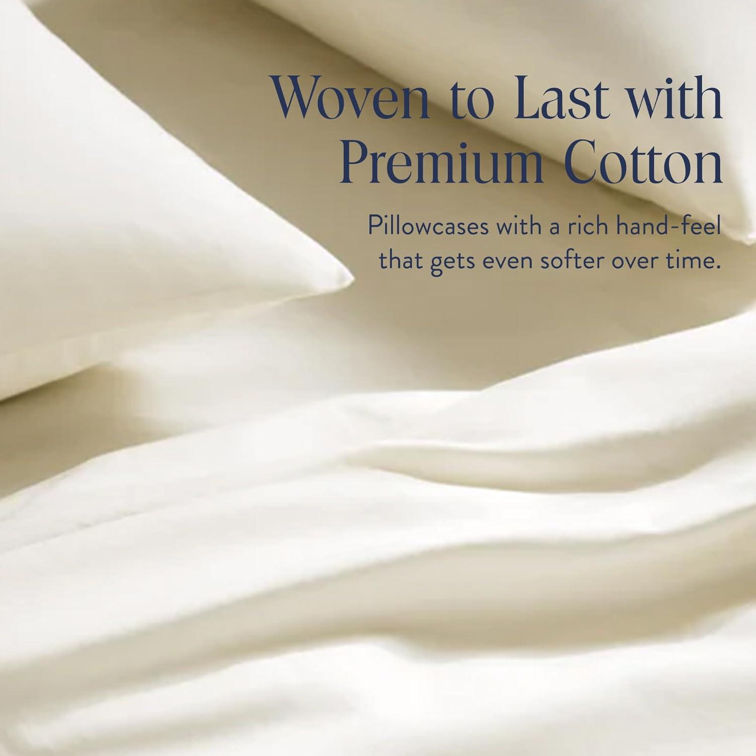 imageBrooklinen Luxury Sateen Pillowcases Set of 2 100 Long Staple Cotton with Envelope Closure Smooth Fabric Soft ampamp Durable Machine Washable Standard Size CreamCream