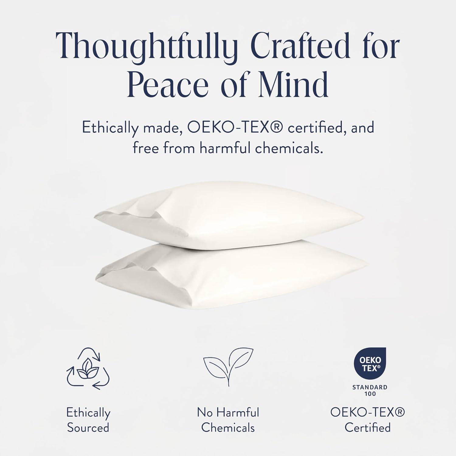 imageBrooklinen Luxury Sateen Pillowcases Set of 2 100 Long Staple Cotton with Envelope Closure Smooth Fabric Soft ampamp Durable Machine Washable Standard Size CreamCream