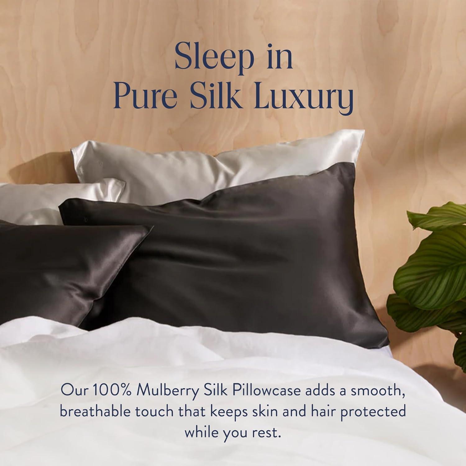 imageBrooklinen Mulberry Silk Pillowcase 100 Pure Silk Pillow Case Soft ampamp Durable AntiFriction Comfort Hight Quality Smooth Texture Machine Washable ampamp Breathable Standard Size BlushCarbon