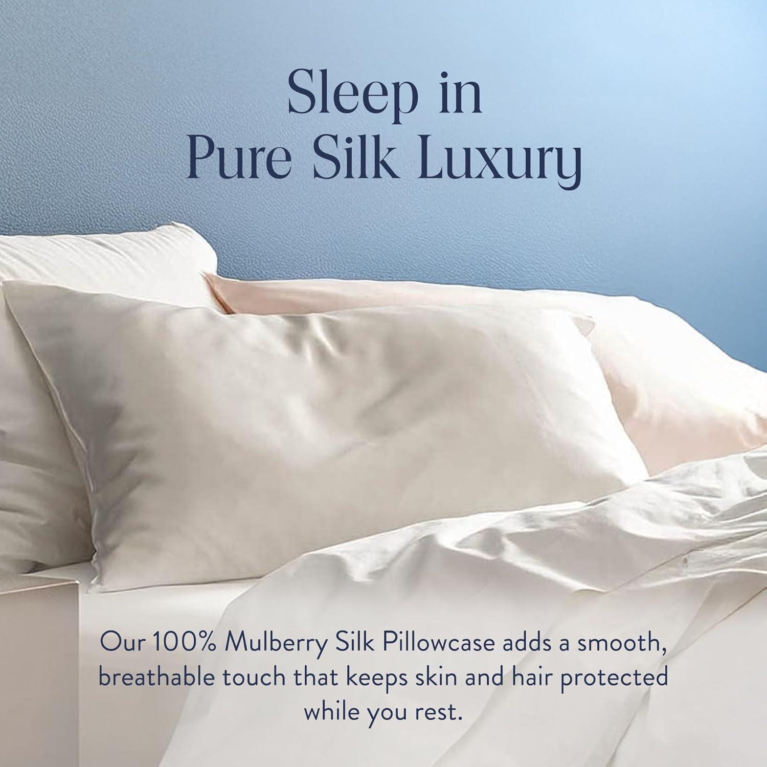imageBrooklinen Mulberry Silk Pillowcase 100 Pure Silk Pillow Case Soft ampamp Durable AntiFriction Comfort Hight Quality Smooth Texture Machine Washable ampamp Breathable Standard Size BlushIvory