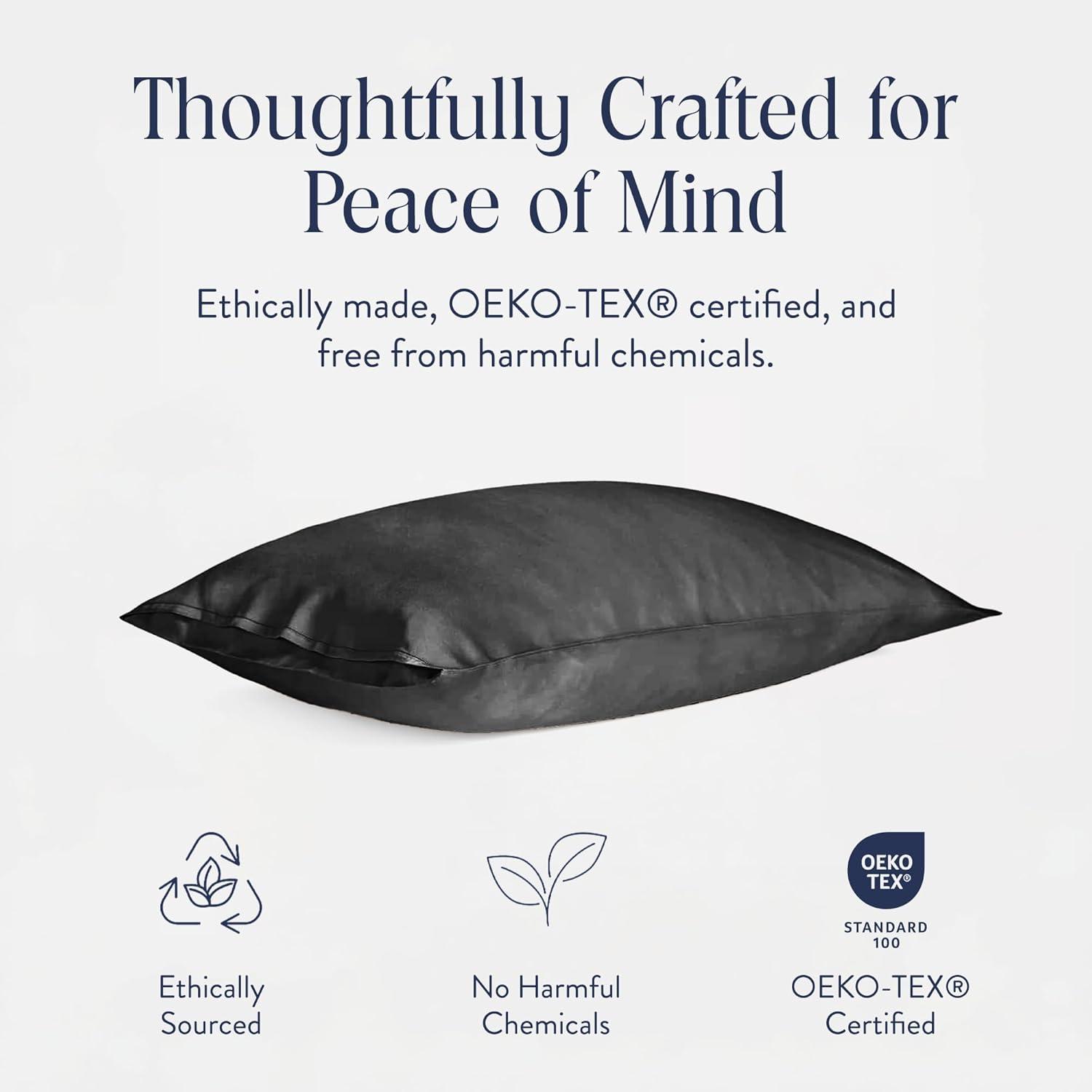 imageBrooklinen Mulberry Silk Pillowcase 100 Pure Silk Pillow Case Soft ampamp Durable AntiFriction Comfort Hight Quality Smooth Texture Machine Washable ampamp Breathable Standard Size BlushCarbon