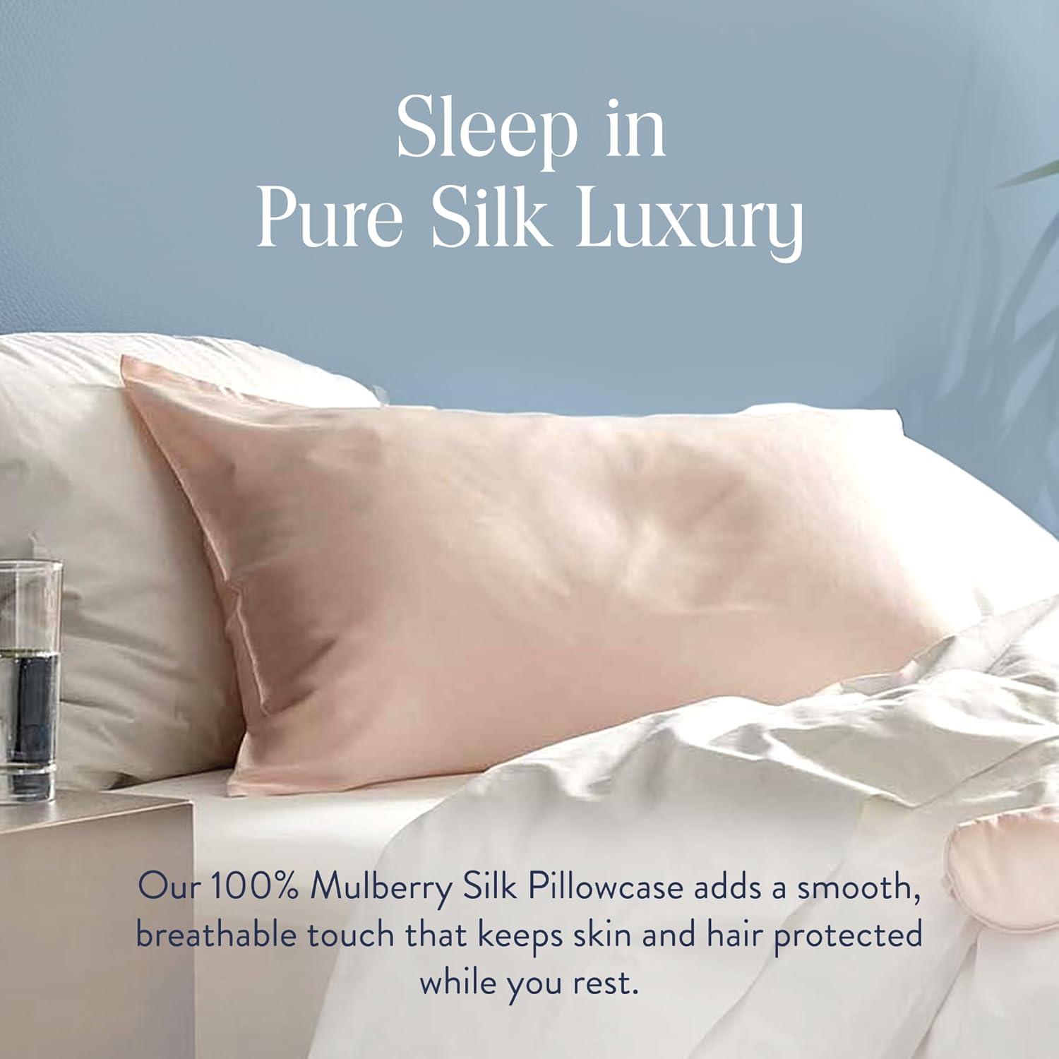 imageBrooklinen Mulberry Silk Pillowcase 100 Pure Silk Pillow Case Soft ampamp Durable AntiFriction Comfort Hight Quality Smooth Texture Machine Washable ampamp Breathable Standard Size BlushBlush