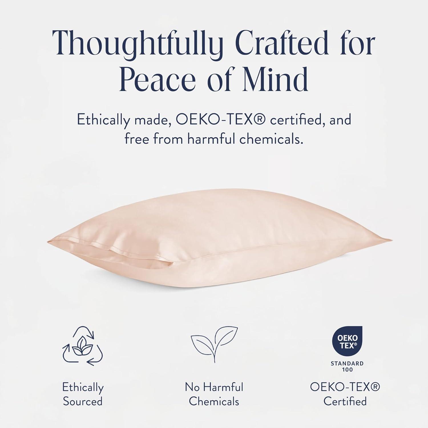 imageBrooklinen Mulberry Silk Pillowcase 100 Pure Silk Pillow Case Soft ampamp Durable AntiFriction Comfort Hight Quality Smooth Texture Machine Washable ampamp Breathable Standard Size BlushBlush