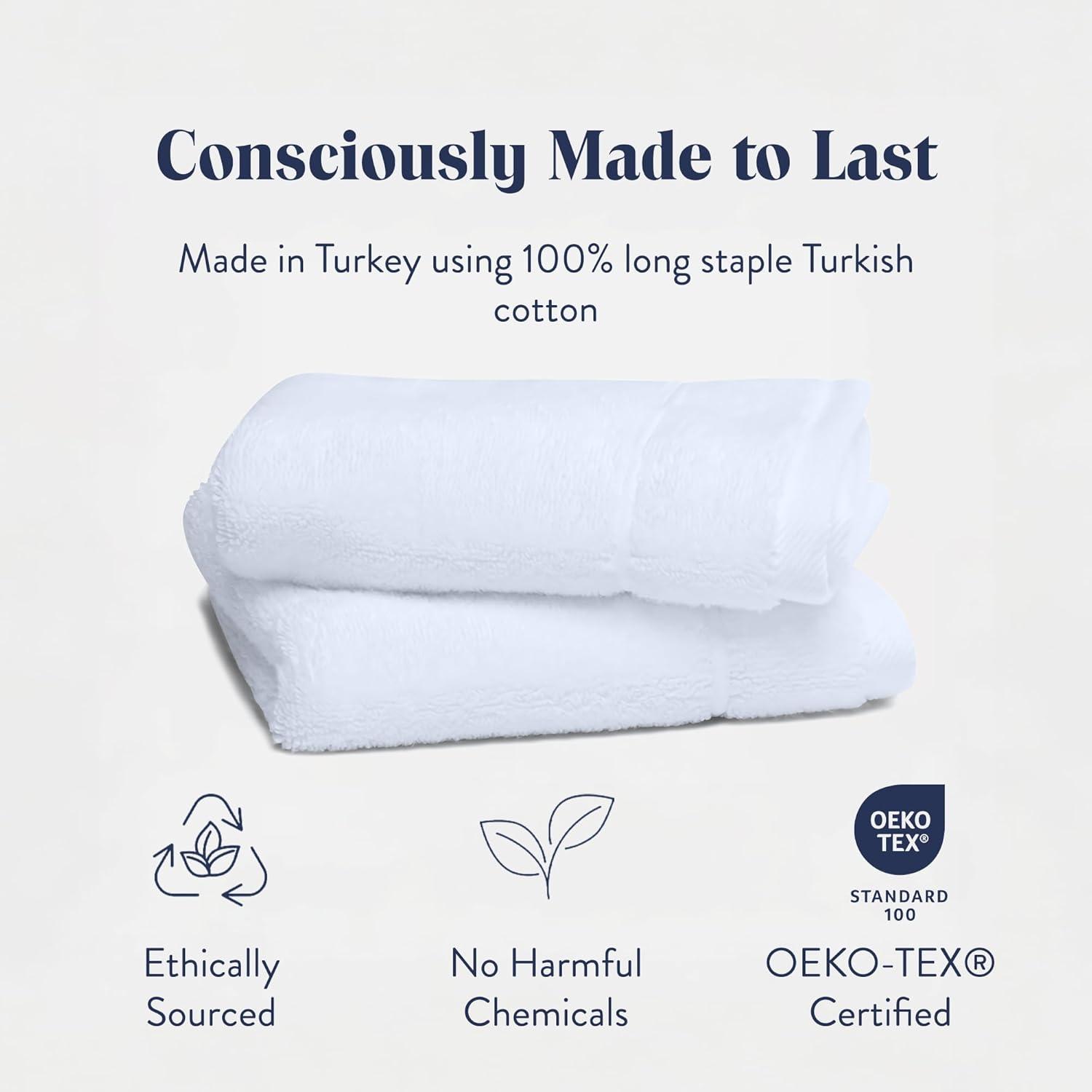 imageBrooklinen SuperPlush Turkish Cotton Washcloths Set of 2 Cotton 820 GSM Highly Absorbent Machine Washable Perfect for Home ampamp Bathroom 13quot x 13quot Solid WhiteWhite