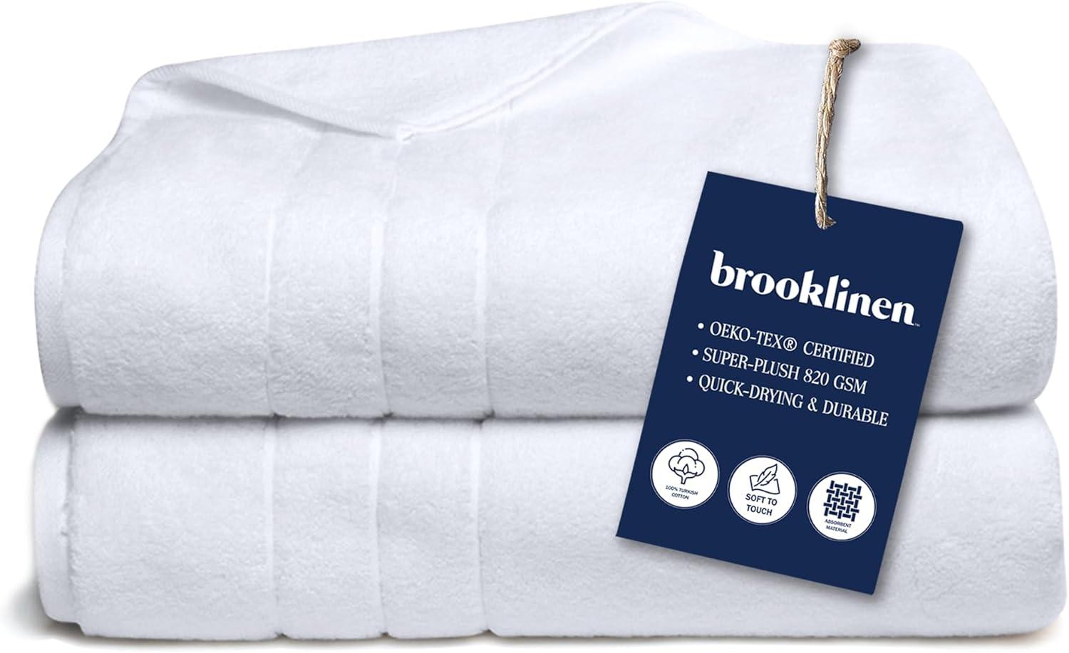 imageBrooklinen SuperPlush Turkish Cotton Washcloths Set of 2 Cotton 820 GSM Highly Absorbent Machine Washable Perfect for Home ampamp Bathroom 13quot x 13quot Solid WhiteWhite