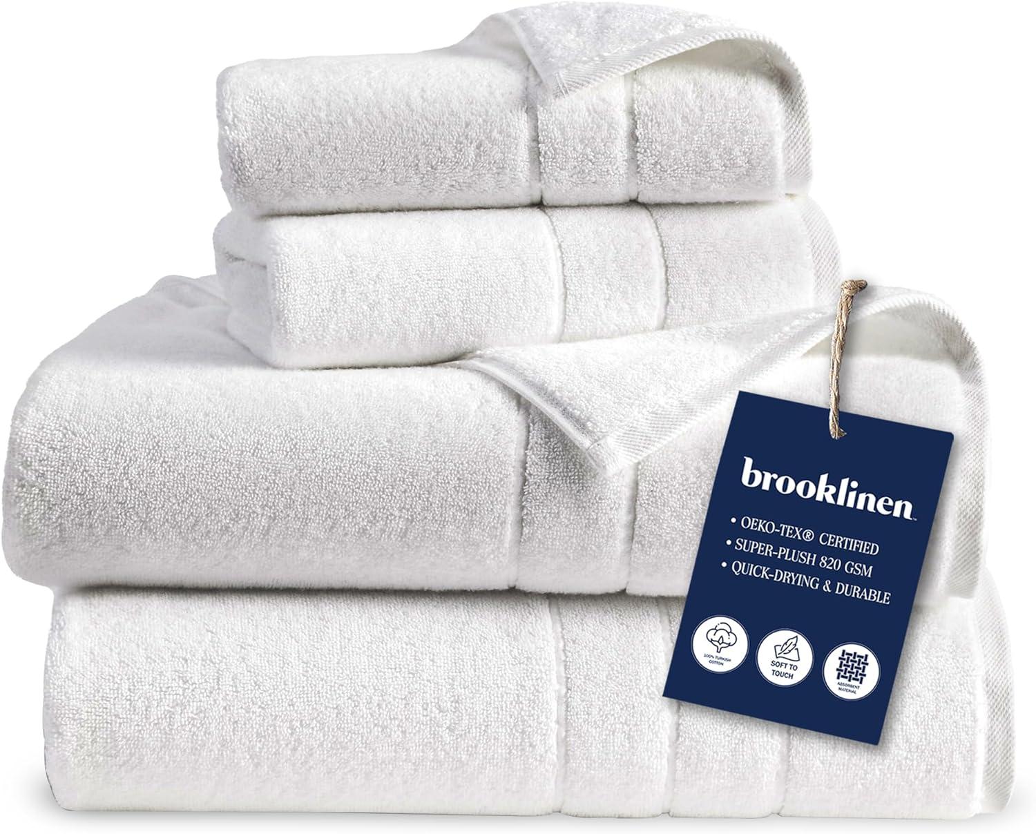 imageBrooklinen SuperPlush Turkish Cotton Washcloths Set of 2 Cotton 820 GSM Highly Absorbent Machine Washable Perfect for Home ampamp Bathroom 13quot x 13quot Solid WhiteWhite