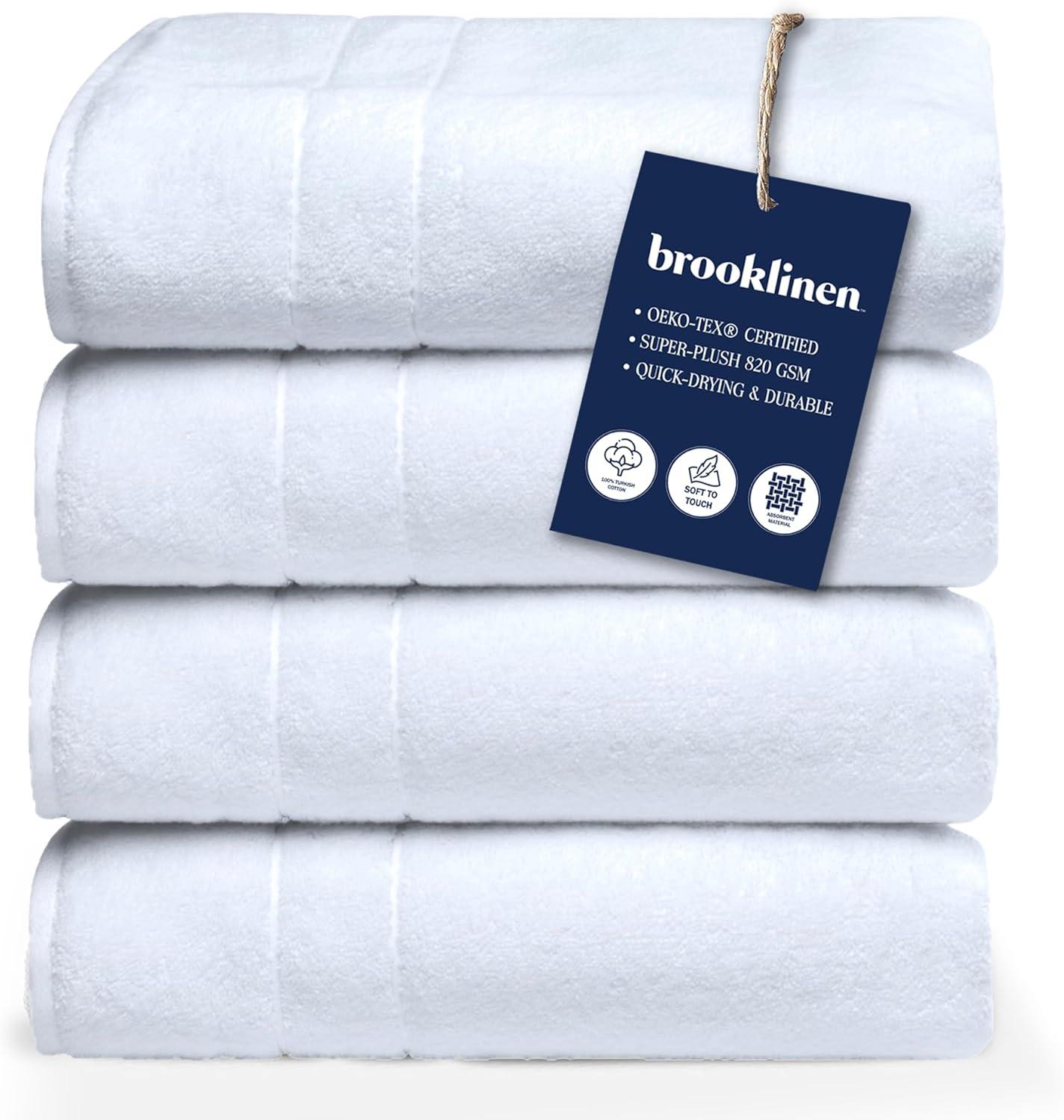 imageBrooklinen SuperPlush Turkish Cotton Washcloths Set of 2 Cotton 820 GSM Highly Absorbent Machine Washable Perfect for Home ampamp Bathroom 13quot x 13quot Solid WhiteWhite