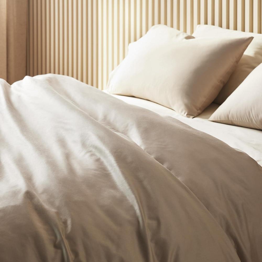 imageBrooklinen Luxury Sateen Sheet Set  7 Piece 100 Cotton Bed Sheets  1 Fitted ampamp 1 Flat Sheet 4 Pillowcases 1 Duvet Cover Soft Sateen Sheets for Ultimate Comfort King  WhitePebble