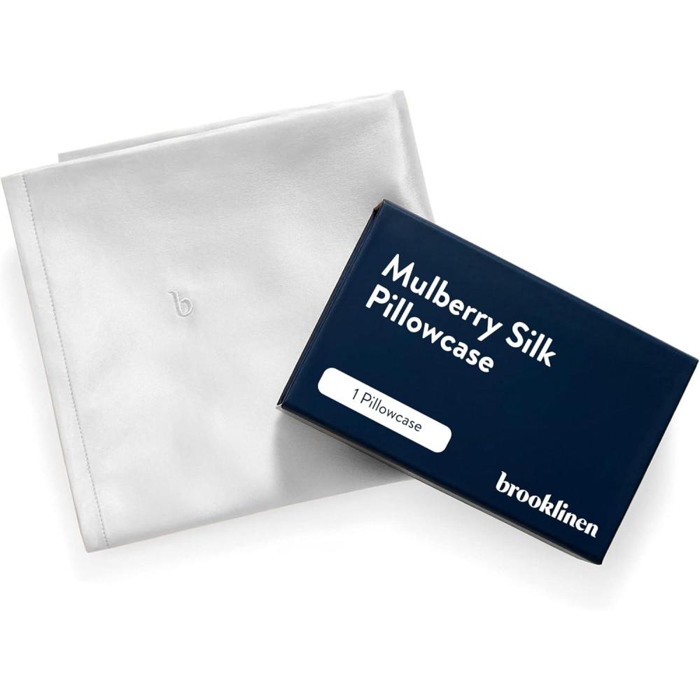 imageBrooklinen Mulberry Silk Pillowcase 100 Pure Silk Pillow Case Soft ampamp Durable AntiFriction Comfort Hight Quality Smooth Texture Machine Washable ampamp Breathable Standard Size BlushIvory