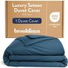imageBrooklinen Luxury Sateen Duvet Cover  100 Cotton KingCalifornia King Size in White with ExtraLong Corner Ties and Button Closure  Best KingCali King Duvet CoversAbyss