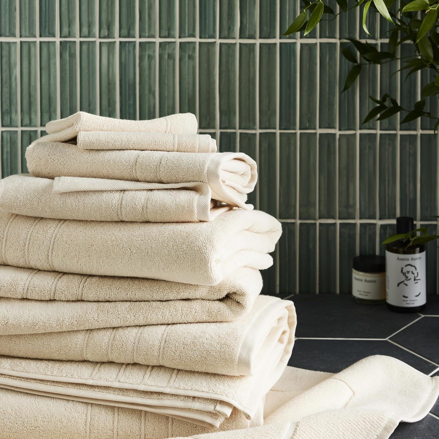 imageBrooklinen Classic Turkish Cotton Washcloths Ocean Blue Set of 2 100 Cotton Towels Soft Highly Absorbent QuickDrying Durable Ideal for Daily Face Body Cleansing and MoreVanilla