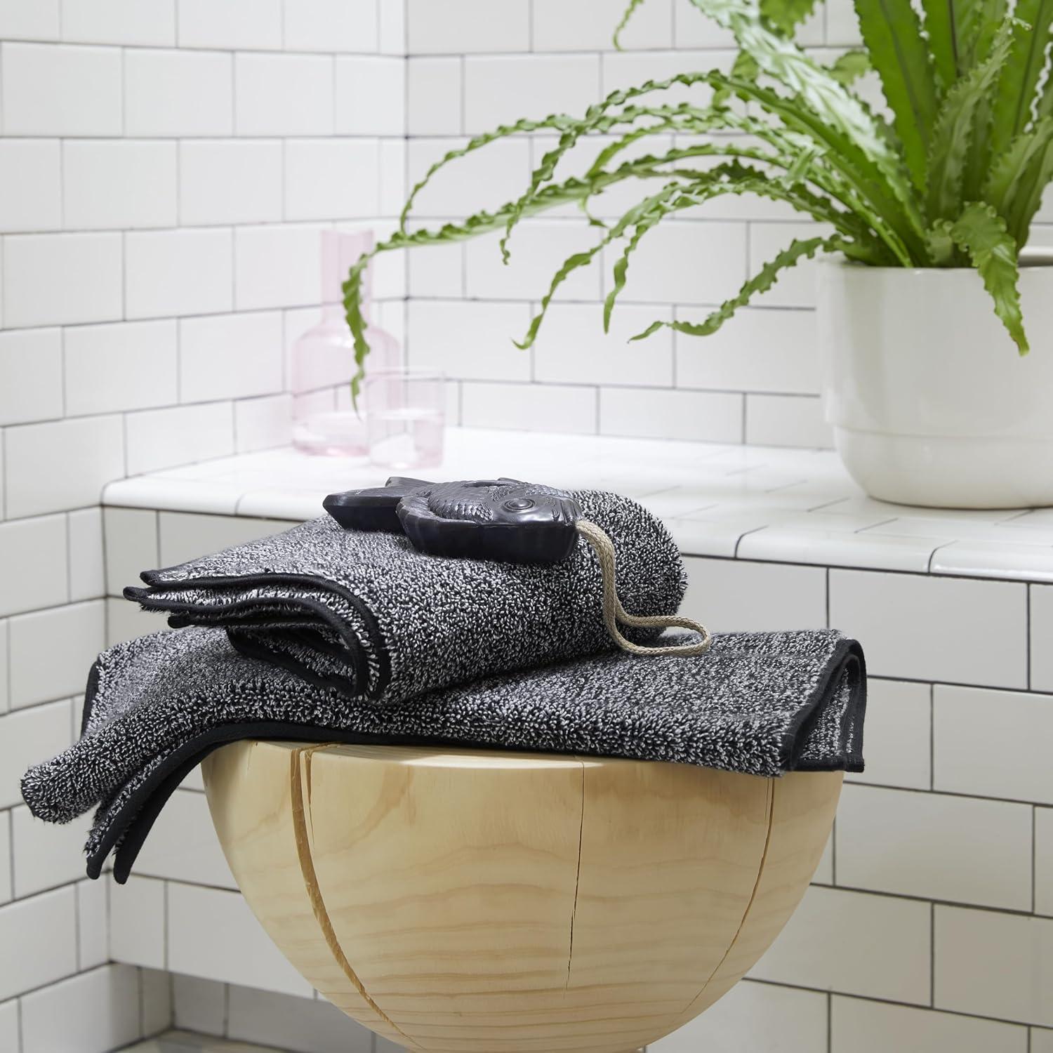 imageBrooklinen Classic Turkish Cotton Washcloths Ocean Blue Set of 2 100 Cotton Towels Soft Highly Absorbent QuickDrying Durable Ideal for Daily Face Body Cleansing and MoreMarled Black