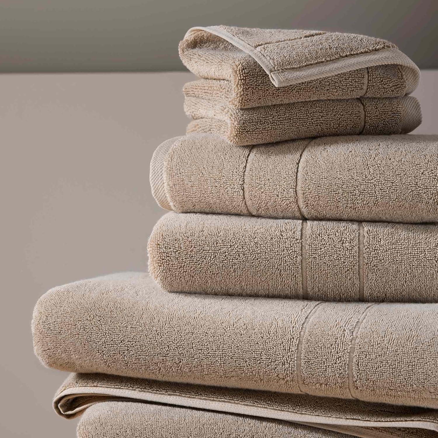 imageBrooklinen SuperPlush Bath Towel and Hand Towel Set 2 Bath Towels 2 Hand Towels Cotton Highly Absorbent WhiteDriftwood