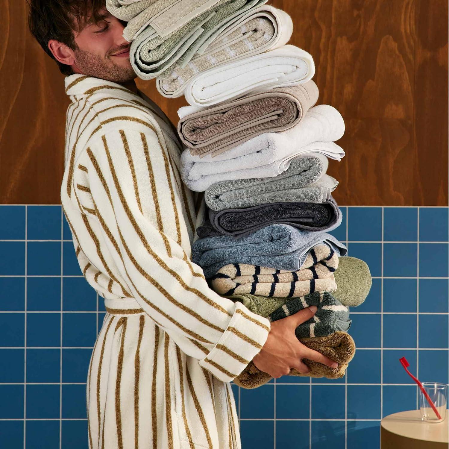 imageBrooklinen SuperPlush Bath Towel and Hand Towel Set 2 Bath Towels 2 Hand Towels Cotton Highly Absorbent WhiteDriftwood