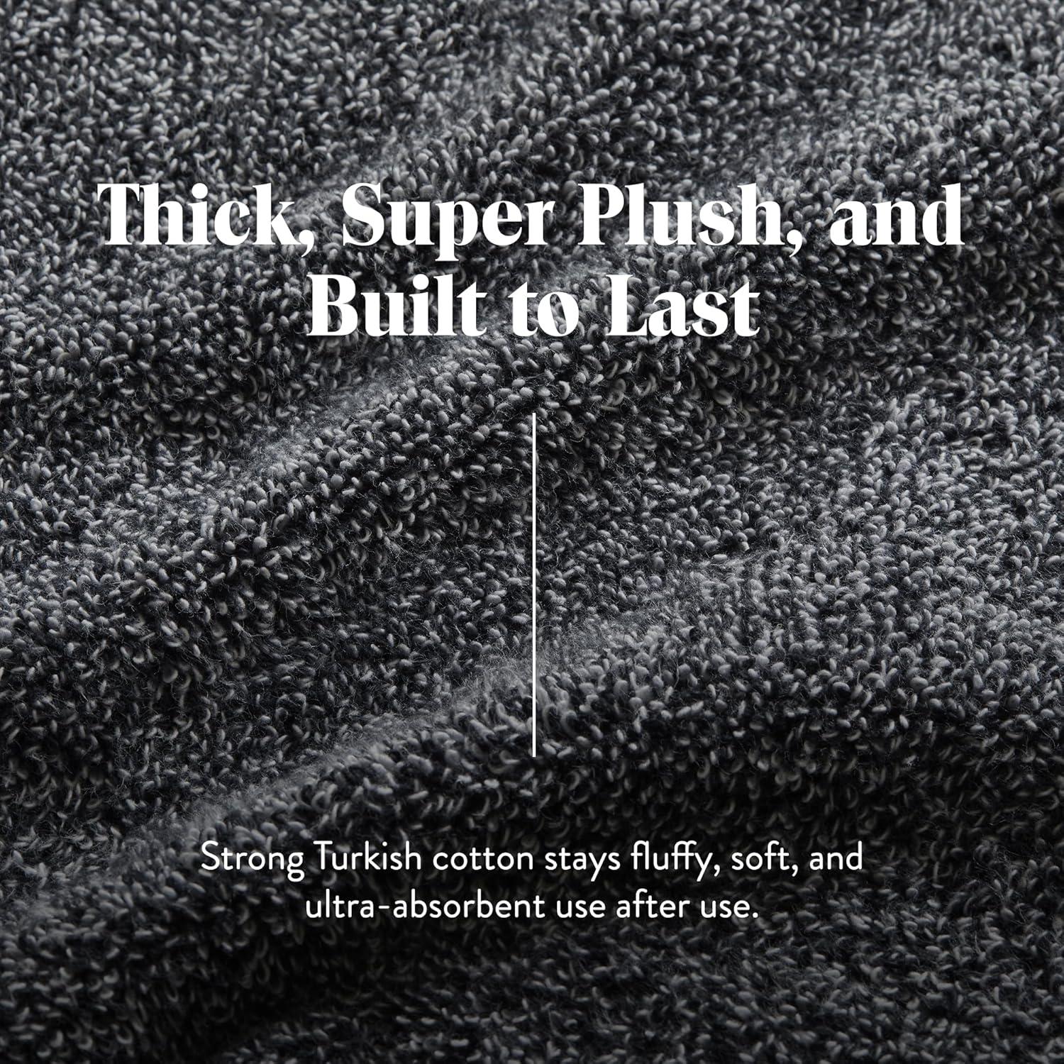 imageBrooklinen SuperPlush Bath Towel and Hand Towel Set 2 Bath Towels 2 Hand Towels Cotton Highly Absorbent WhiteMarled Black