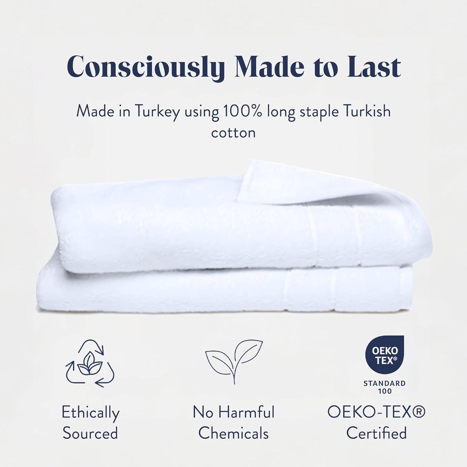 imageBrooklinen SuperPlush Turkish Cotton Hand Towels Set of 2 Cotton 820 GSM Highly Absorbent Machine Washable Perfect for Home ampamp Bathroom 20quot x 30quot Solid WhiteHand Towel