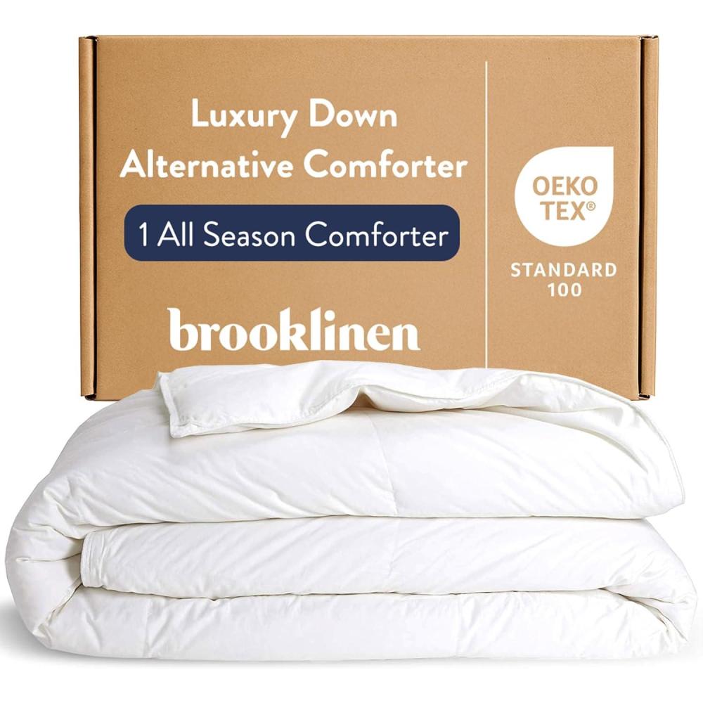 imageBrooklinen All Season Luxury Down Alternative Comforter KingCalifornia King Comforter Size Cozy Soft Bedding w 100 Cotton Sateen Shell Vegan ampamp Baffle Box Construction Ideal for All Sleepers