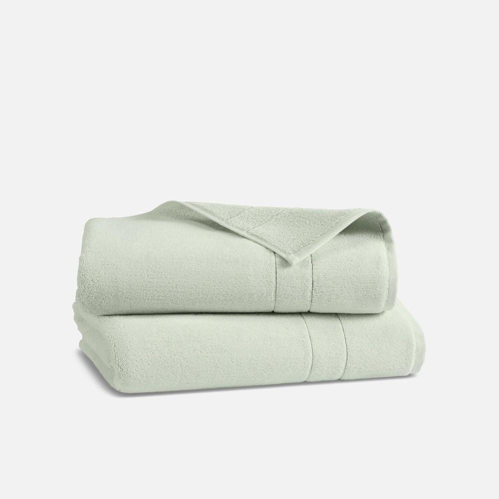 imageBrooklinen SuperPlush Bath Towel and Hand Towel Set 2 Bath Towels 2 Hand Towels Cotton Highly Absorbent WhiteAloe