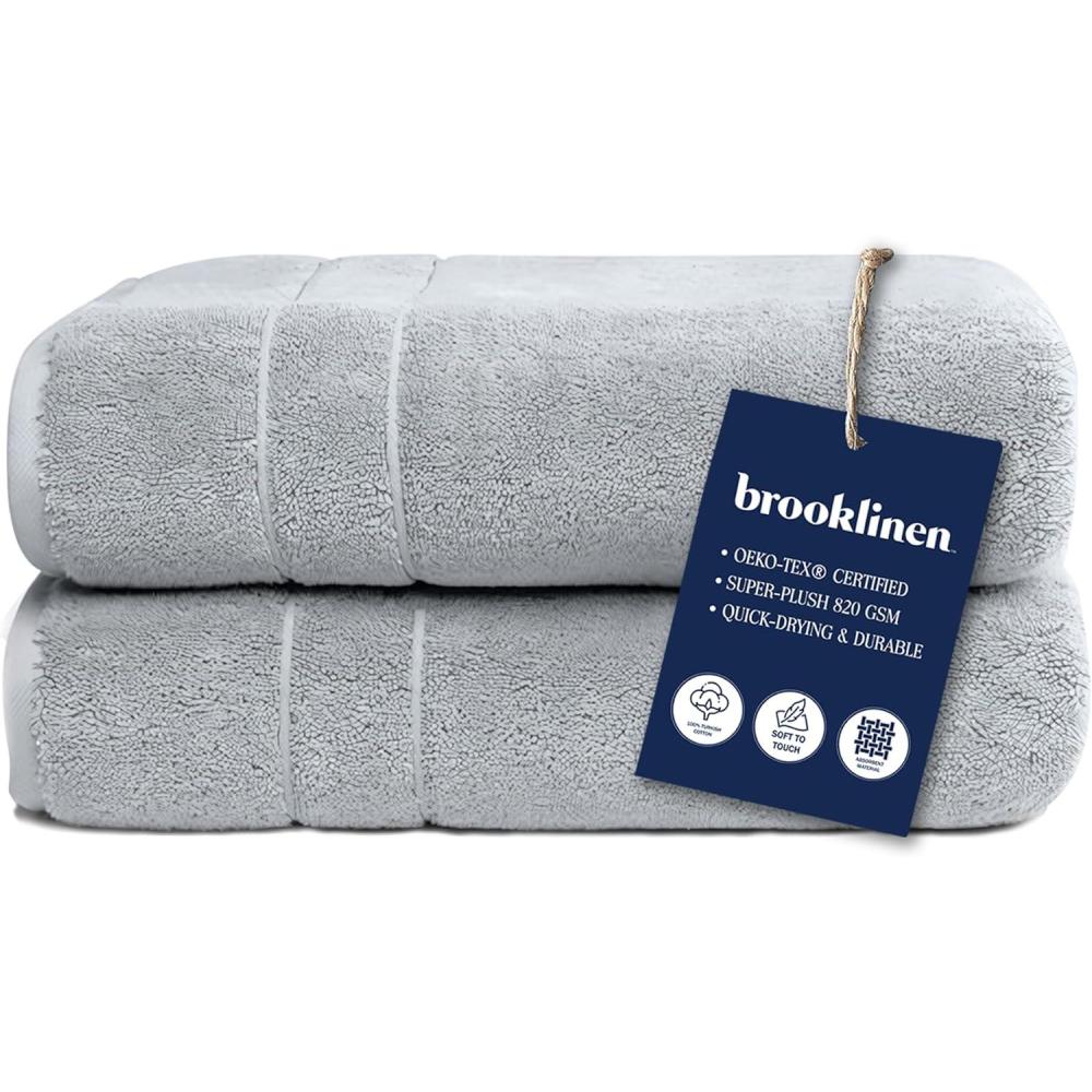 imageBrooklinen SuperPlush Bath Towel and Hand Towel Set  2 Bath Towels 2 Hand Towels  Cotton Highly Absorbent WhiteSmoke