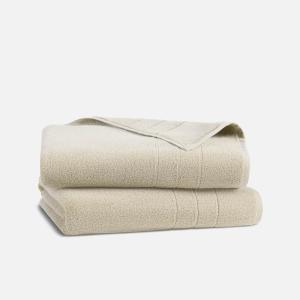 Brooklinen Super-Plush Bath Towel and Hand Towel Set – 2 Bath Towels, 2 Hand Towels – Cotton, Highly Absorbent (White)(Stone)