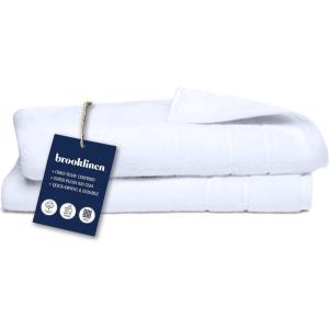 Brooklinen Super-Plush Turkish Cotton Hand Towels – Set of 2 – Cotton, 820 GSM, Highly Absorbent, Machine Washable, Perfect for Home & Bathroom (20″ x 30″, Solid White)(Hand Towel)